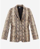 Blazer en Cuir Embossé Python python beige
