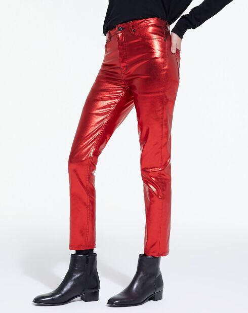 Jean Slim enduit rouge tango