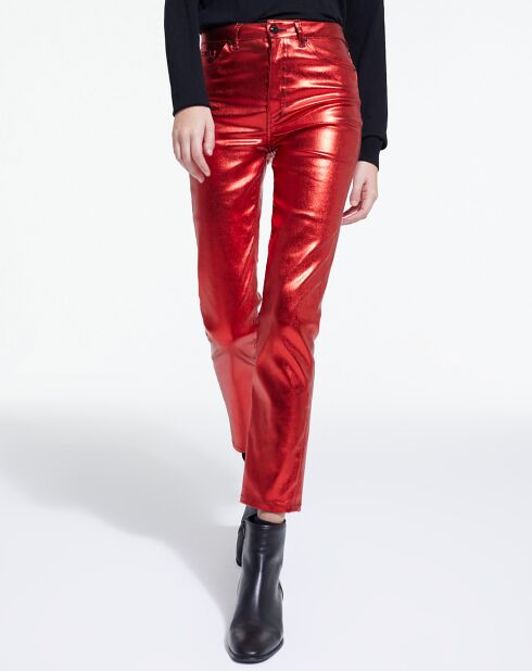 Jean Slim enduit rouge tango