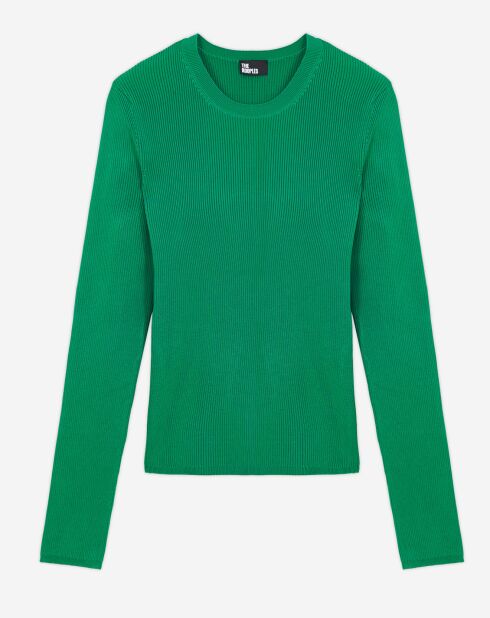 Pull col rond manches longues vert