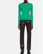 Pull col rond manches longues vert