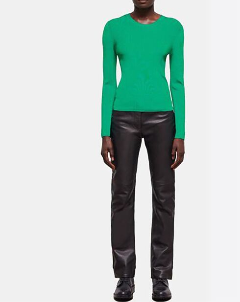 Pull col rond manches longues vert