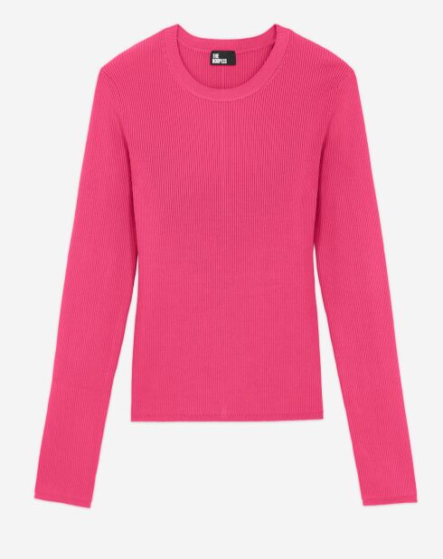 Pull col rond manches longues rose