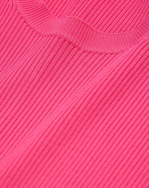 Pull col rond manches longues rose