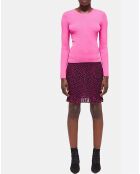 Pull col rond manches longues rose
