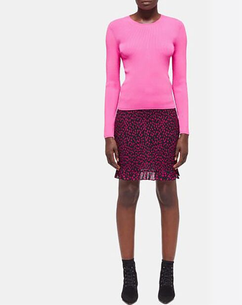 Pull col rond manches longues rose