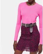 Pull col rond manches longues rose