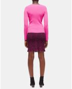 Pull col rond manches longues rose