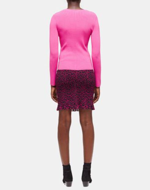 Pull col rond manches longues rose