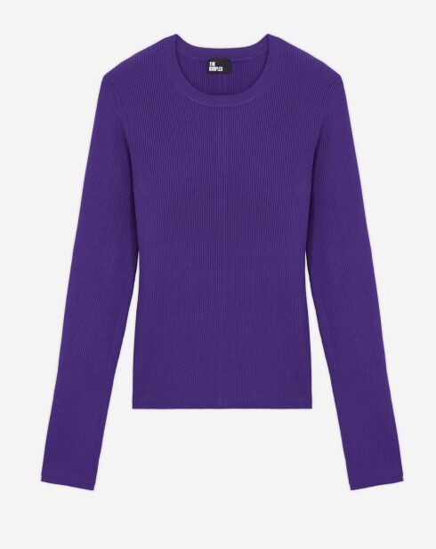 Pull col rond manches longues violet