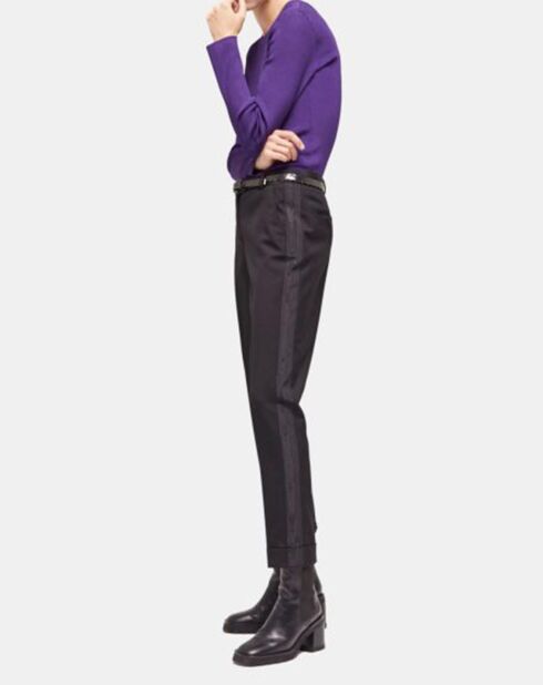 Pull col rond manches longues violet