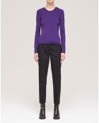 Pull col rond manches longues violet