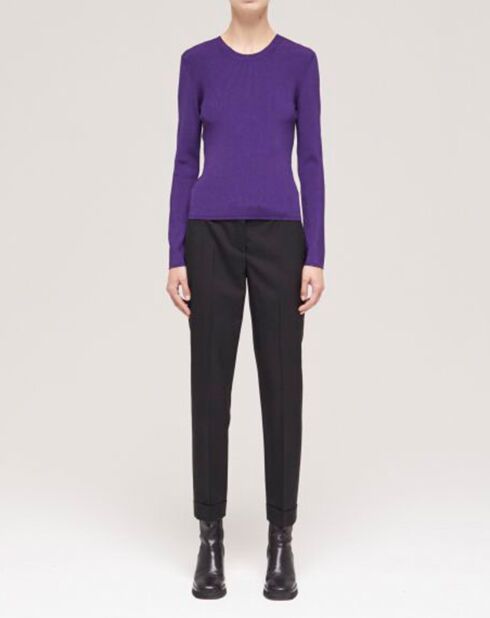 Pull col rond manches longues violet