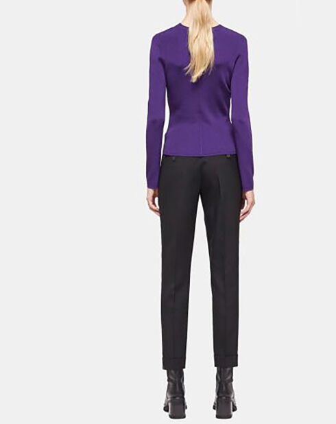Pull col rond manches longues violet