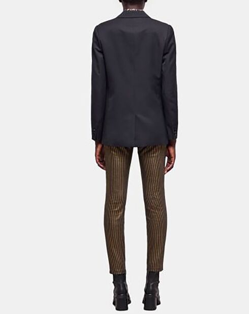 Veste en Laine mélangée Brodée à Revers noire