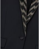 Veste en Laine mélangée Brodée à Revers noire