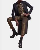 Veste en Laine mélangée Brodée à Revers noire