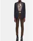 Veste en Laine mélangée Brodée à Revers noire