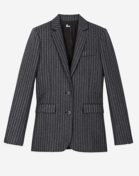 Veste en Laine mélangée Simple Croisure noire