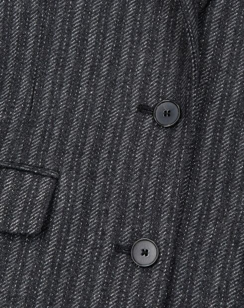 Veste en Laine mélangée Simple Croisure noire