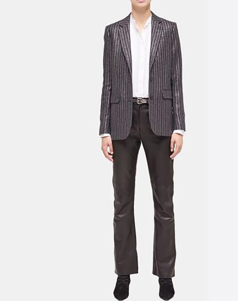 Veste en Laine mélangée Simple Croisure noire