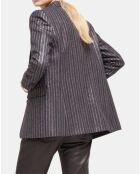 Veste en Laine mélangée Simple Croisure noire