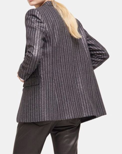 Veste en Laine mélangée Simple Croisure noire