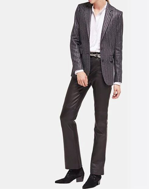 Veste en Laine mélangée Simple Croisure noire