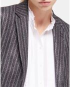 Veste en Laine mélangée Simple Croisure noire