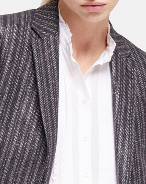 Veste en Laine mélangée Simple Croisure noire