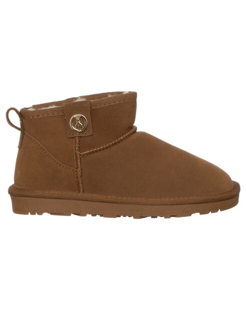 Boots en Velours de Cuir Emilie camel