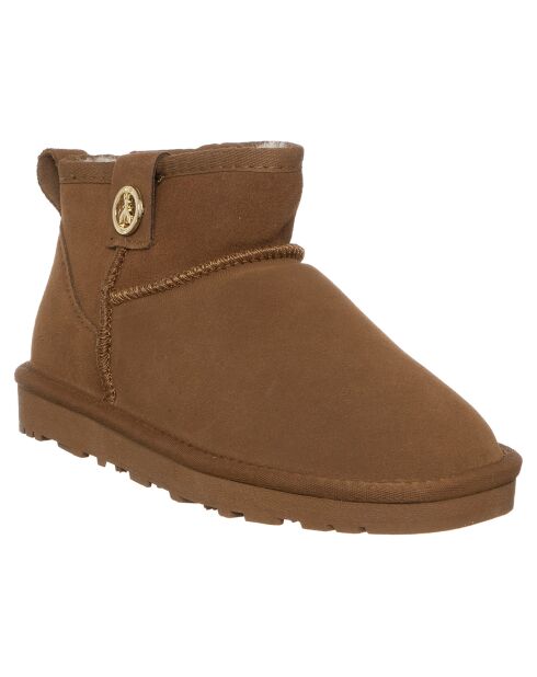 Boots en Velours de Cuir Emilie camel