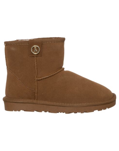 Boots en Velours de Cuir Marie camel