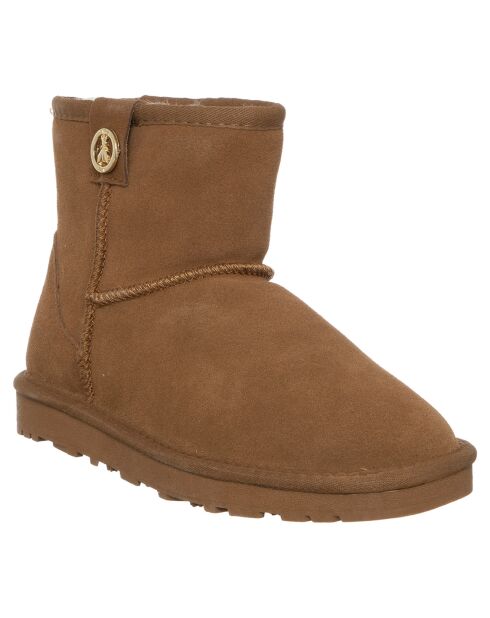 Boots en Velours de Cuir Marie camel