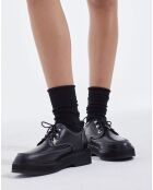 Bottines hautes en Cuir style rangers noires