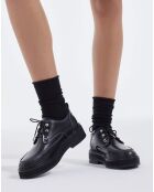 Bottines hautes en Cuir style rangers noires