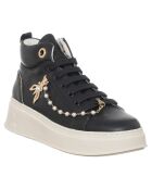 Sneakers en Cuir Fanny noir/doré