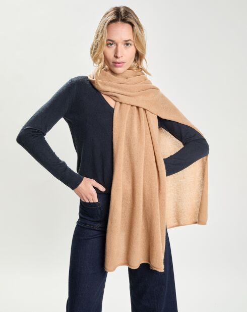 Echarpe 100% Cachemire Cascade camel - 110x80 cm