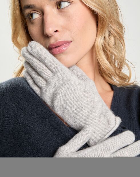 Gants 100% Cachemire Garance gris chiné clair