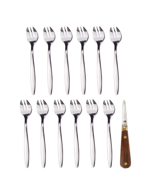Lancette - Set à huîtres, 1 couteau et 12 fourchettes