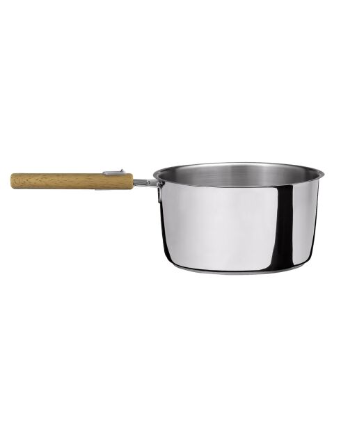 Malice - 3 casseroles 16/18/20cm inox avec poignée effet bois clair