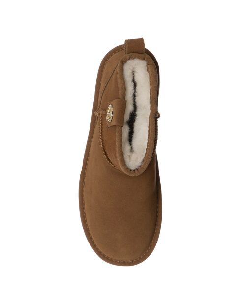 Boots en Velours de Cuir Emilie camel