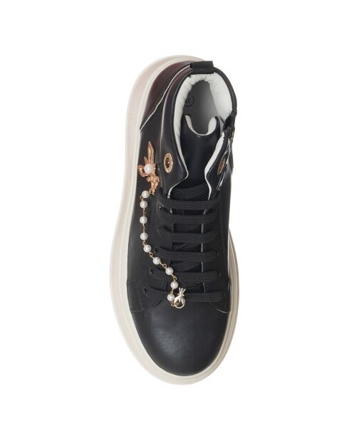 Sneakers en Cuir Fanny noir/doré