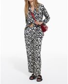 Chemise 100% Soie Fluide blanc cassé/noir