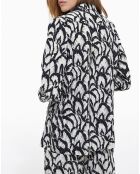 Chemise 100% Soie Fluide blanc cassé/noir
