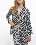 Chemise 100% Soie Fluide blanc cassé/noir