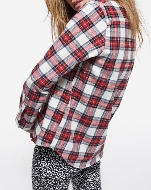 Chemise à Carreaux et poches contrastées rouge