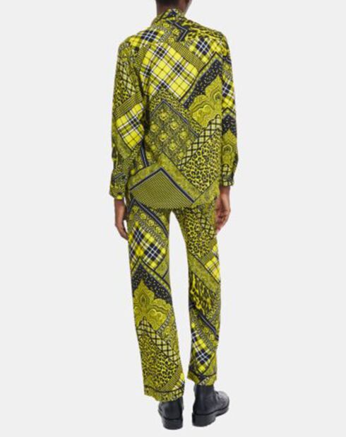 Chemise détail patte Boutonnage noir/jaune