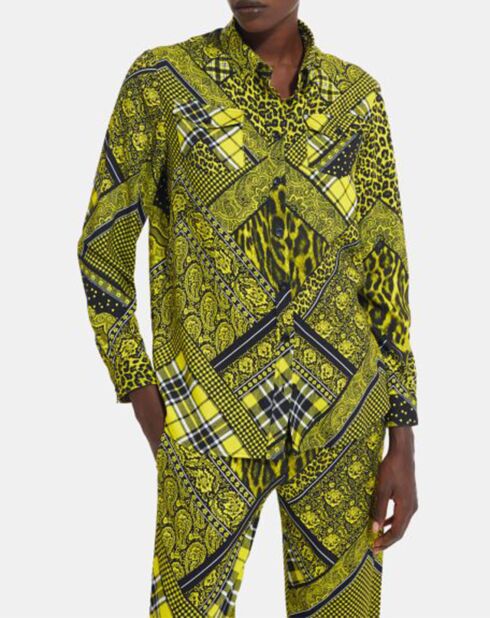 Chemise détail patte Boutonnage noir/jaune