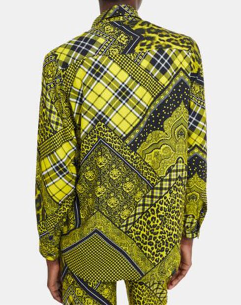 Chemise détail patte Boutonnage noir/jaune